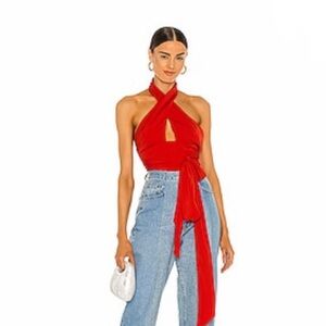 Jennifer Wrap Top in Red by Superdown